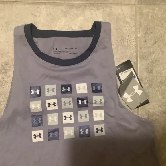🎉Youth Extra Large Girl's Under Armour Workout Tank Top Nwt Purple - Picture 2 of 3